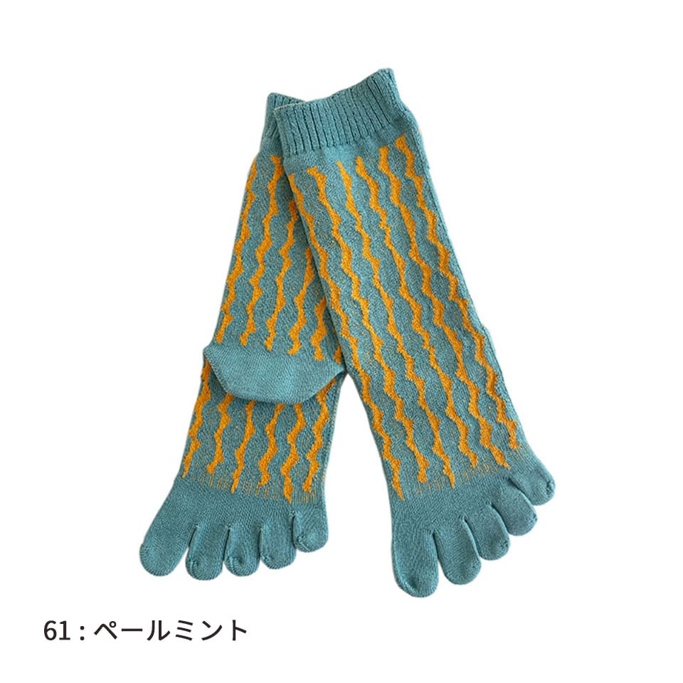 knitido カジュアル スイカ柄 ロークルー 5本指ソックス 23-25cm