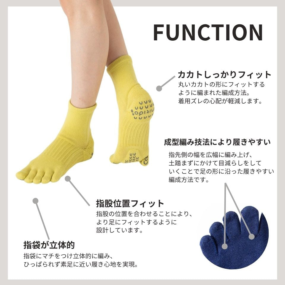 knitido ビューティー・エアークッション ロークルー 5本指ソックス 25-27cm