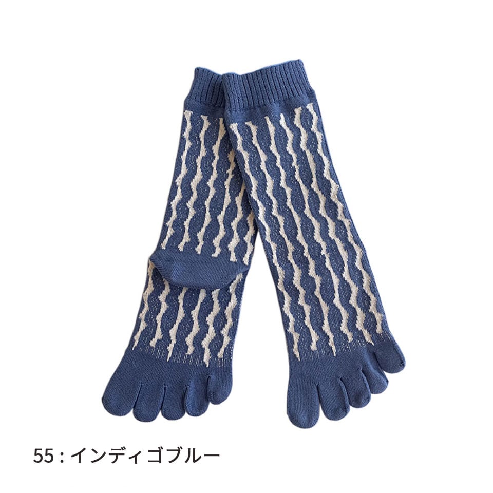 knitido カジュアル スイカ柄 ロークルー 5本指ソックス 23-25cm