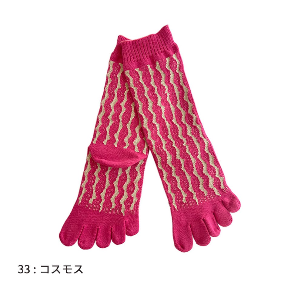 knitido カジュアル スイカ柄 ロークルー 5本指ソックス 23-25cm