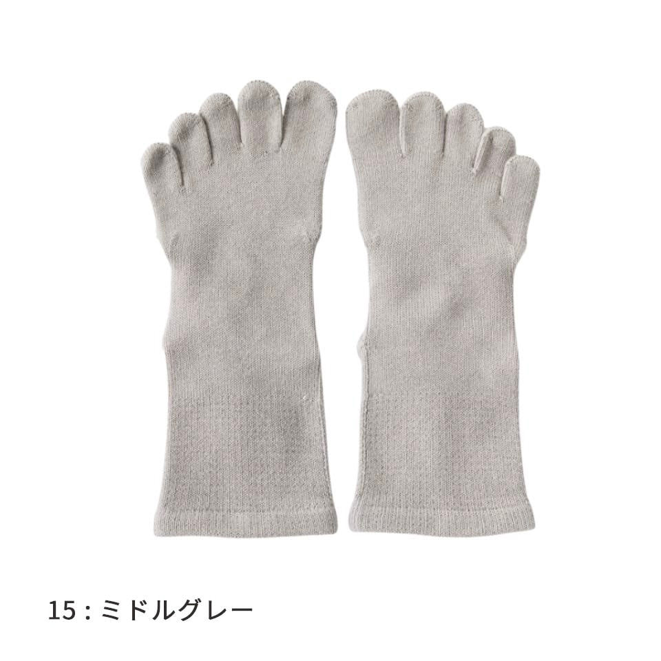 knitido ベーシック・エアークッション ロークルー 5本指ソックス 25-27cm