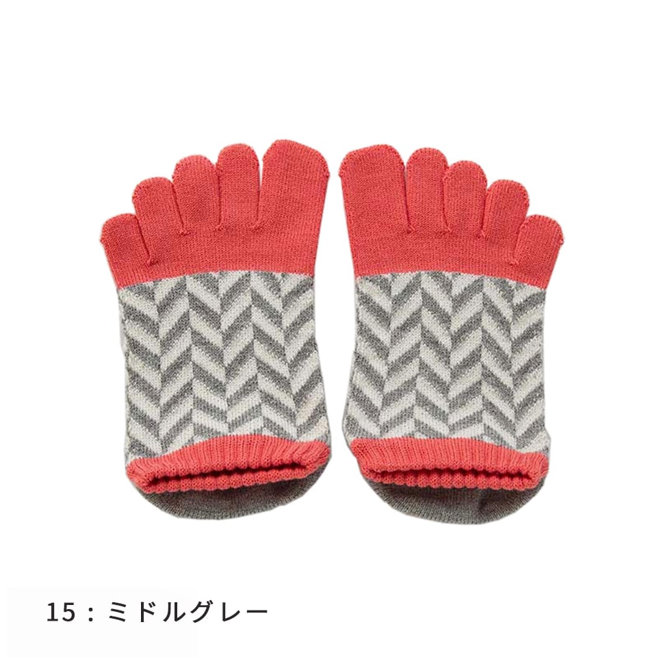 knitido コアグリップ ヘリンボーン アンクル 5本指ソックス 23-25cm