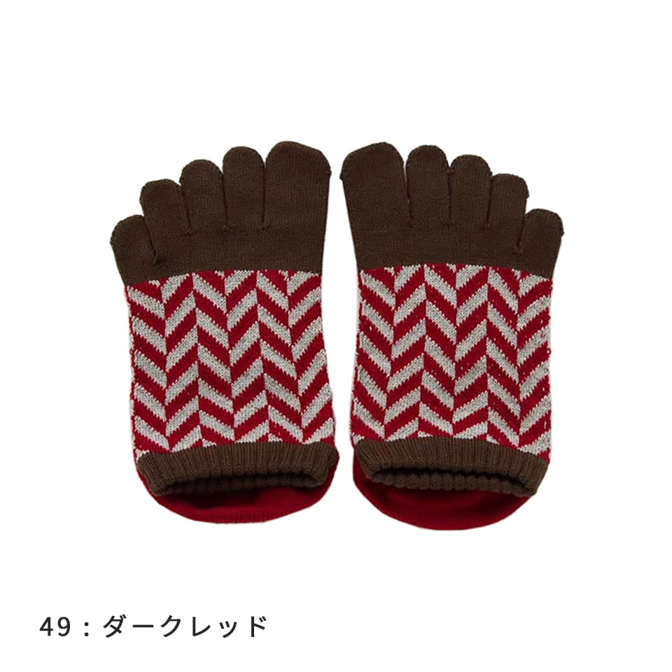 knitido コアグリップ ヘリンボーン アンクル 5本指ソックス 23-25cm