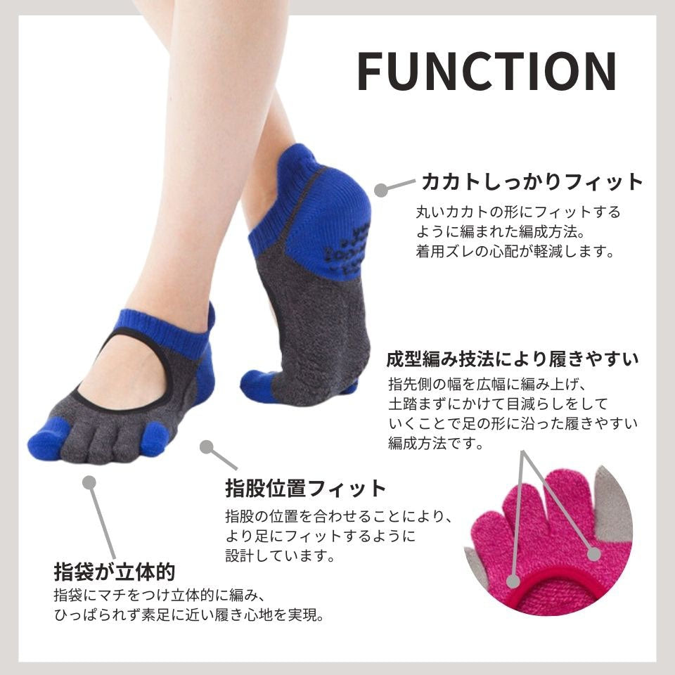 knitido ベーシック・エアークッション 撚杢バイカラー カバー 5本指ソックス 23-25cm