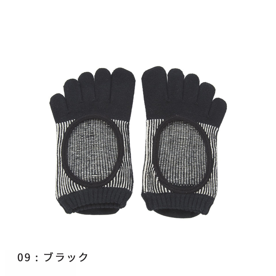 knitido コアグリップ ラメ ピンストライプ カバー 5本指ソックス 23-25cm