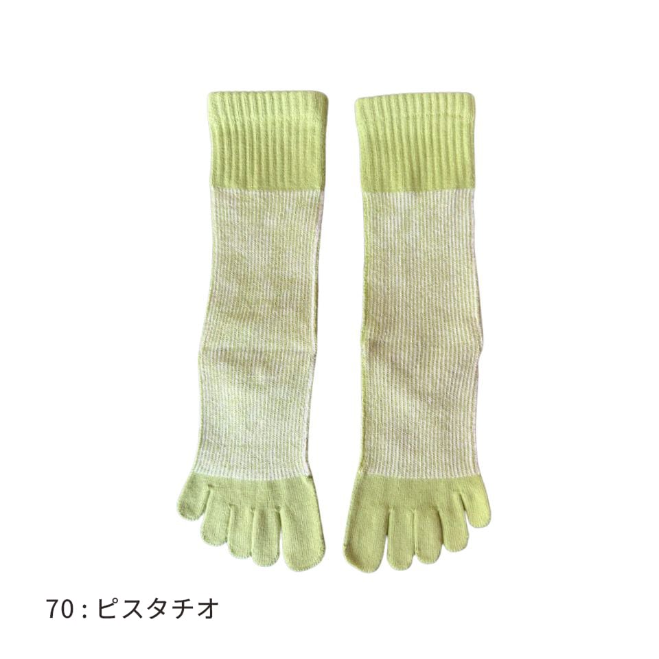 knitido コアグリップ ラメ ピンストライプ ハイクルー 5本指ソックス 23-25cm