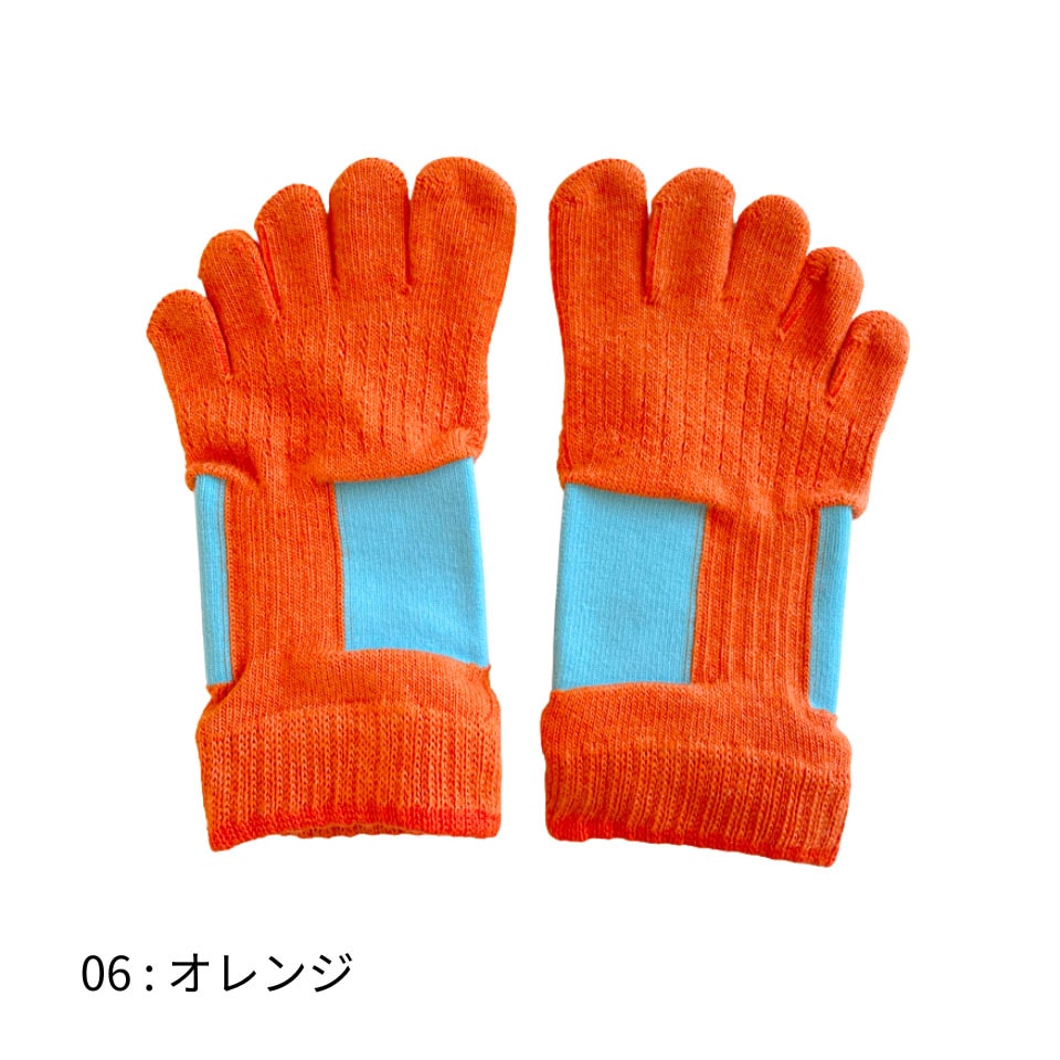 knitido ラン・エアークッション バイカラー アンクル 5本指ソックス