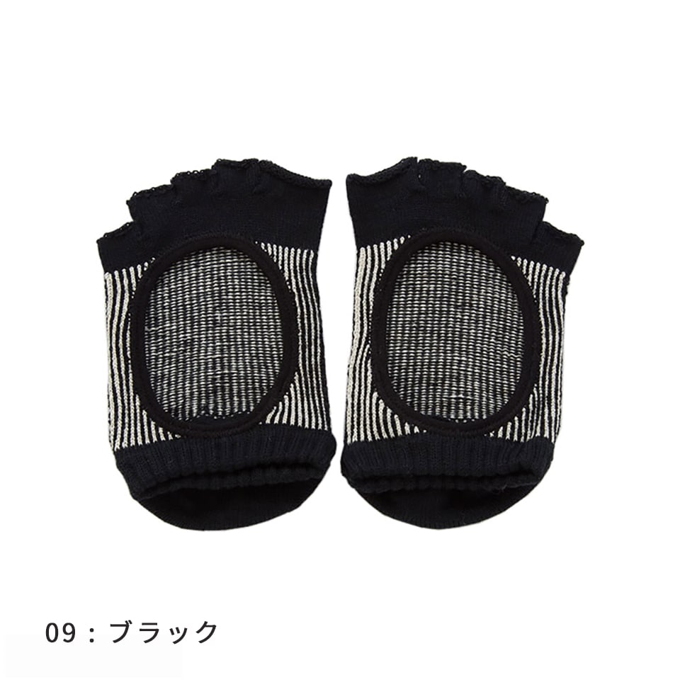 knitido コアグリップ ラメ ピンストライプ カバー 指なし 5本指ソックス 23-25cm