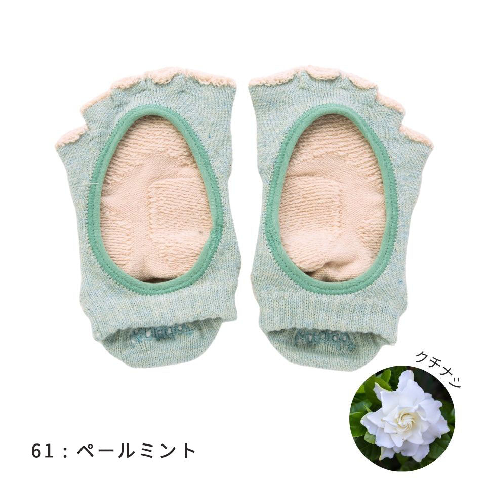knitido ベーシック・エアークッション ボタニカルダイ ツートンカラー カバー 指なし 5本指ソックス 23-25cm