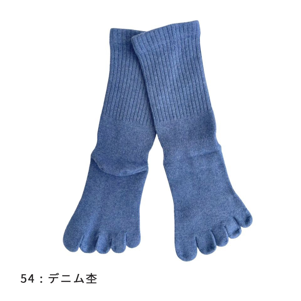 knitido カジュアル 綿スタンダード ロークルー 5本指ソックス 23-25cm