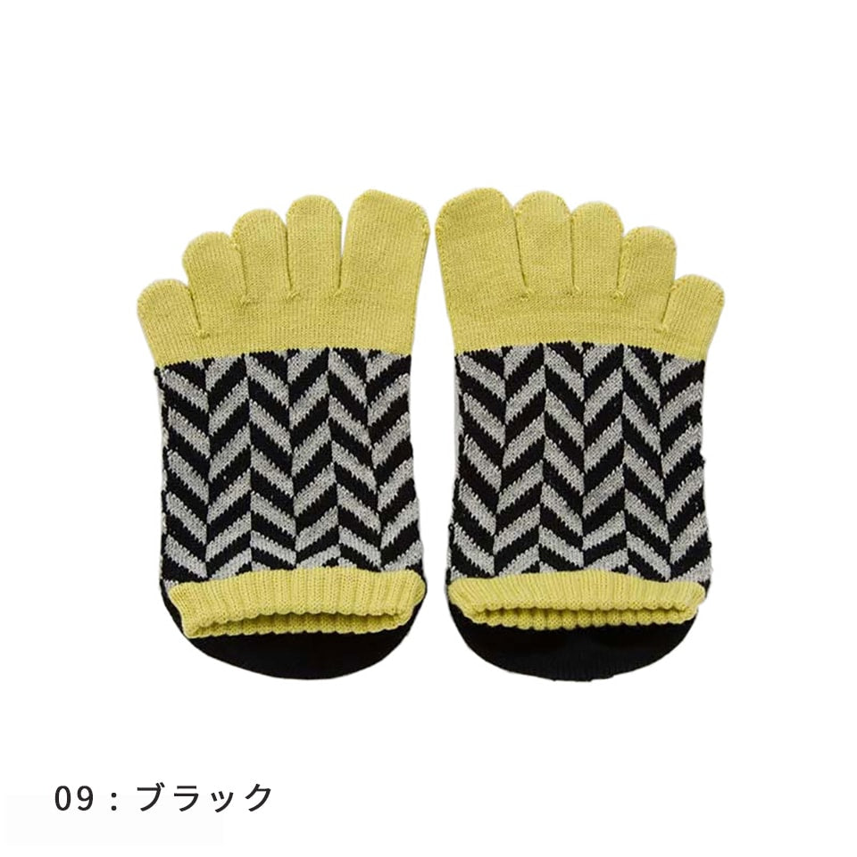knitido コアグリップ ヘリンボーン アンクル 5本指ソックス 23-25cm