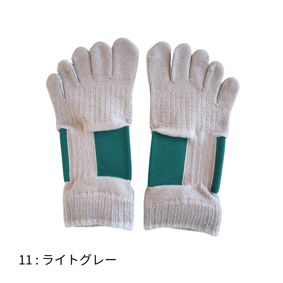 knitido ラン・エアークッション バイカラー アンクル 5本指ソックス