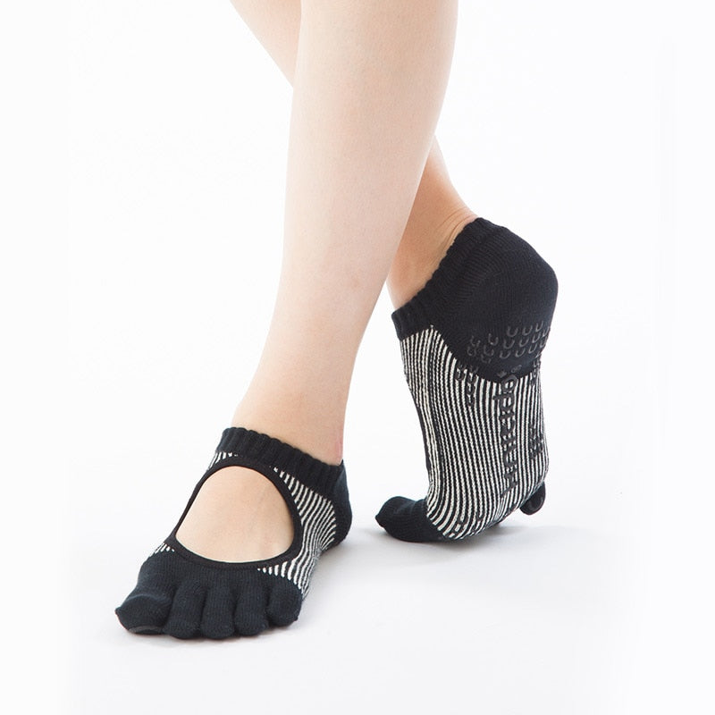 knitido コアグリップ ラメ ピンストライプ カバー 5本指ソックス 23-25cm