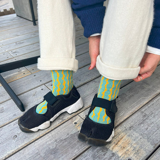 カジュアル スイカ柄 ロークルー 5本指ソックス