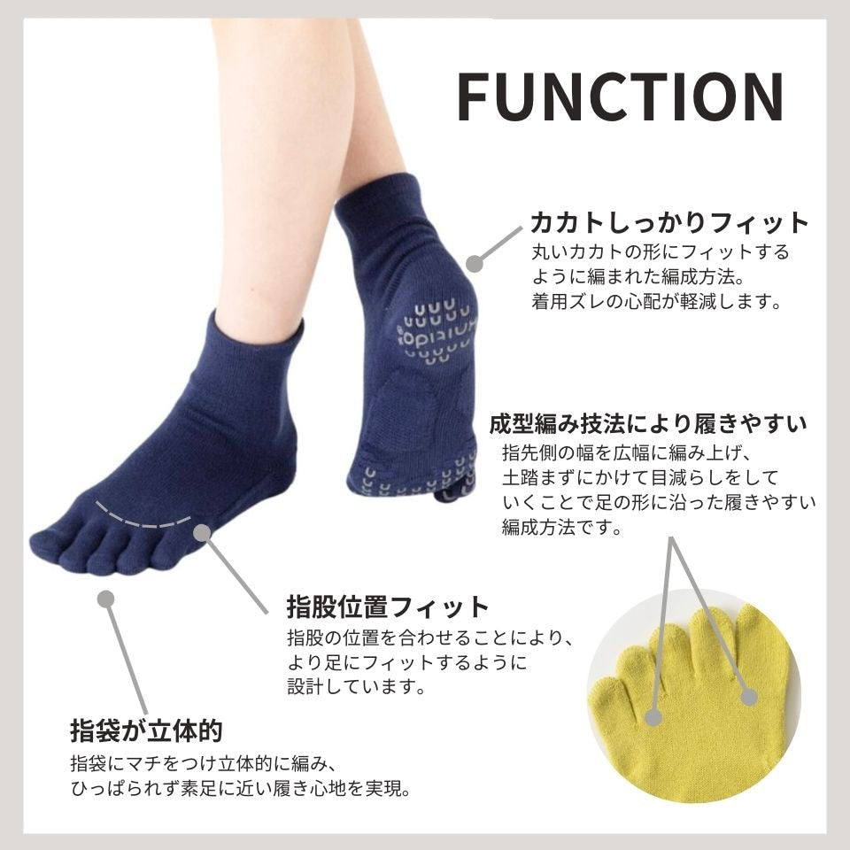 knitido ベーシック・エアークッション ロークルー 5本指ソックス 23-25cm