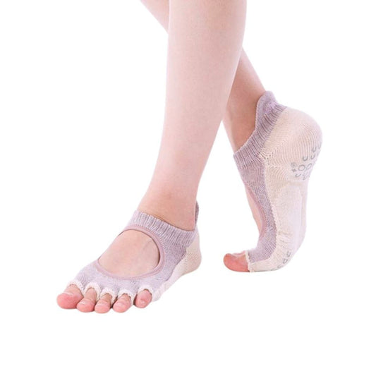 knitido ベーシック・エアークッション ボタニカルダイ ツートンカラー カバー 指なし 5本指ソックス 23-25cm