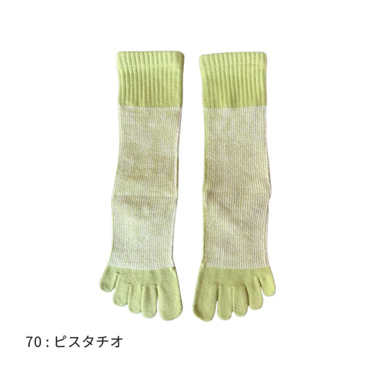 knitido コアグリップ ラメ ピンストライプ ハイクルー 5本指ソックス 23-25cm