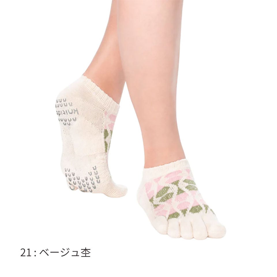 knitido ベーシック・エアークッション ティア柄 アンクル 5本指ソックス