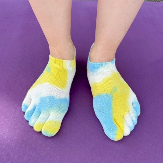 ベーシック・エアークッション タイダイ染め アンクル 5本指ソックス