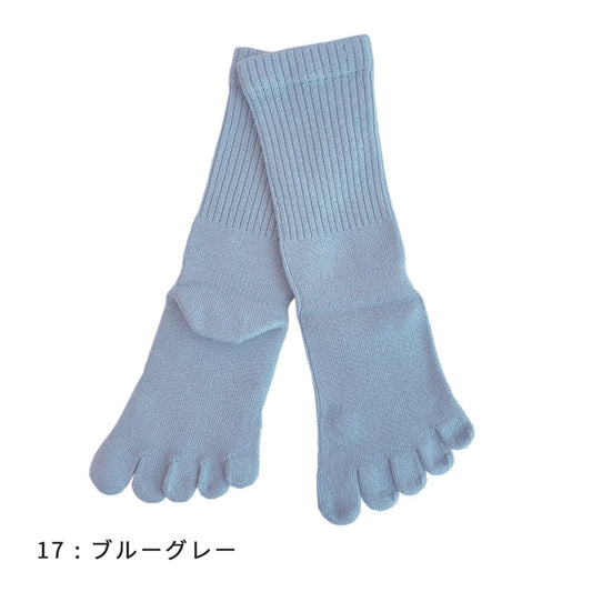 カジュアル 綿スタンダード ロークルー 5本指ソックス