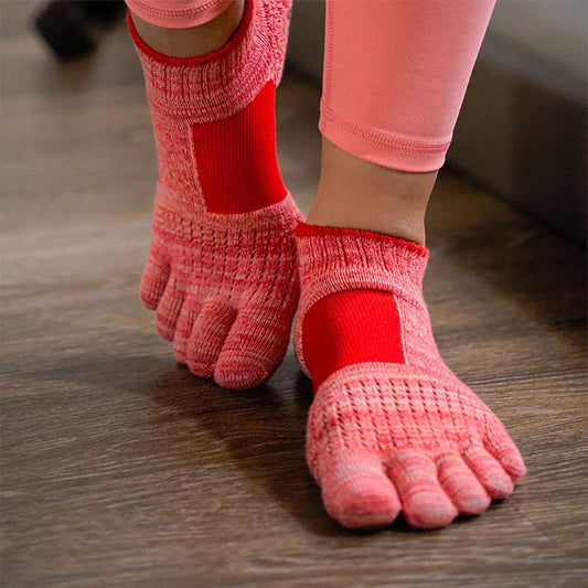 knitido ラン・エアークッション マーブルメッシュ アンクル 5本指ソックス 23-25cm