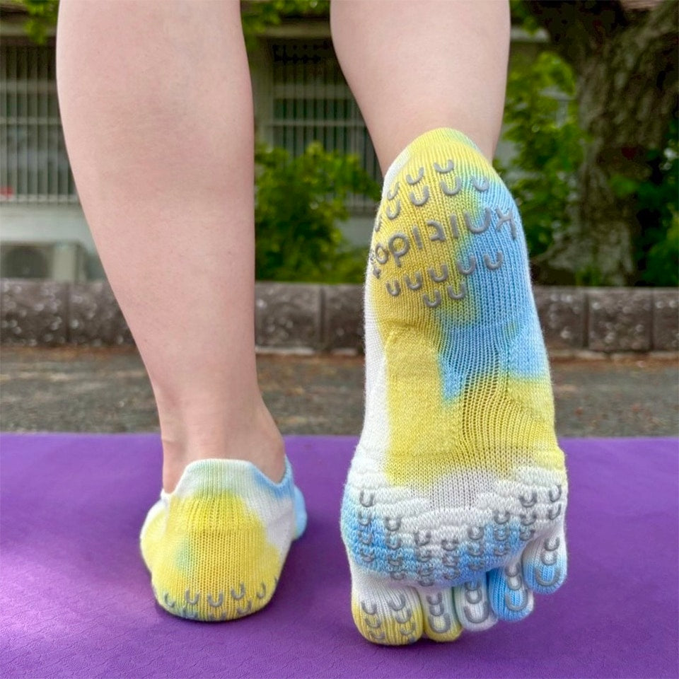 knitido ベーシック・エアークッション タイダイ染め アンクル 5本指ソックス