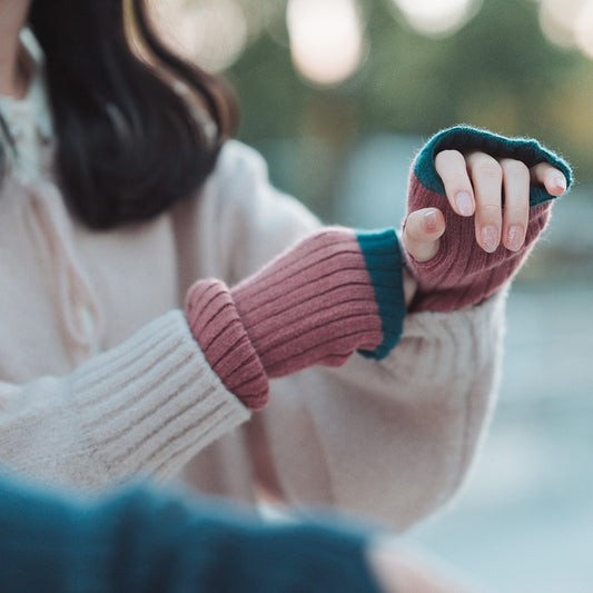 ウール混 履口切替 リブ アームウォーマー