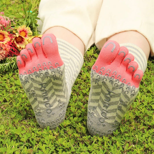 コアグリップ ヘリンボーン ハイクルー 5本指ソックス