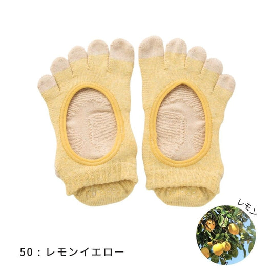knitido ベーシック・エアークッション ボタニカルダイ ツートンカラー カバー 5本指ソックス 23-25cm
